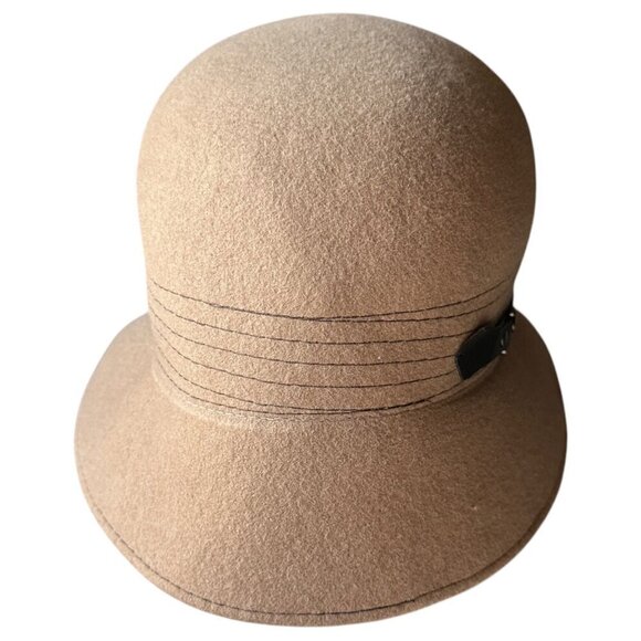 Nordstrom Womens Felted Wool Cloche Hat With Leather Trim Timeless Classic OS main image 4